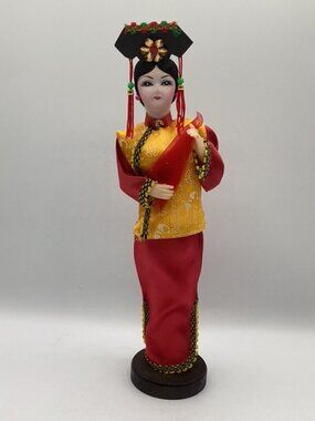 Vintage 1960's-1970's Asian Geisha Doll 11"H Original Box Traditional Attire